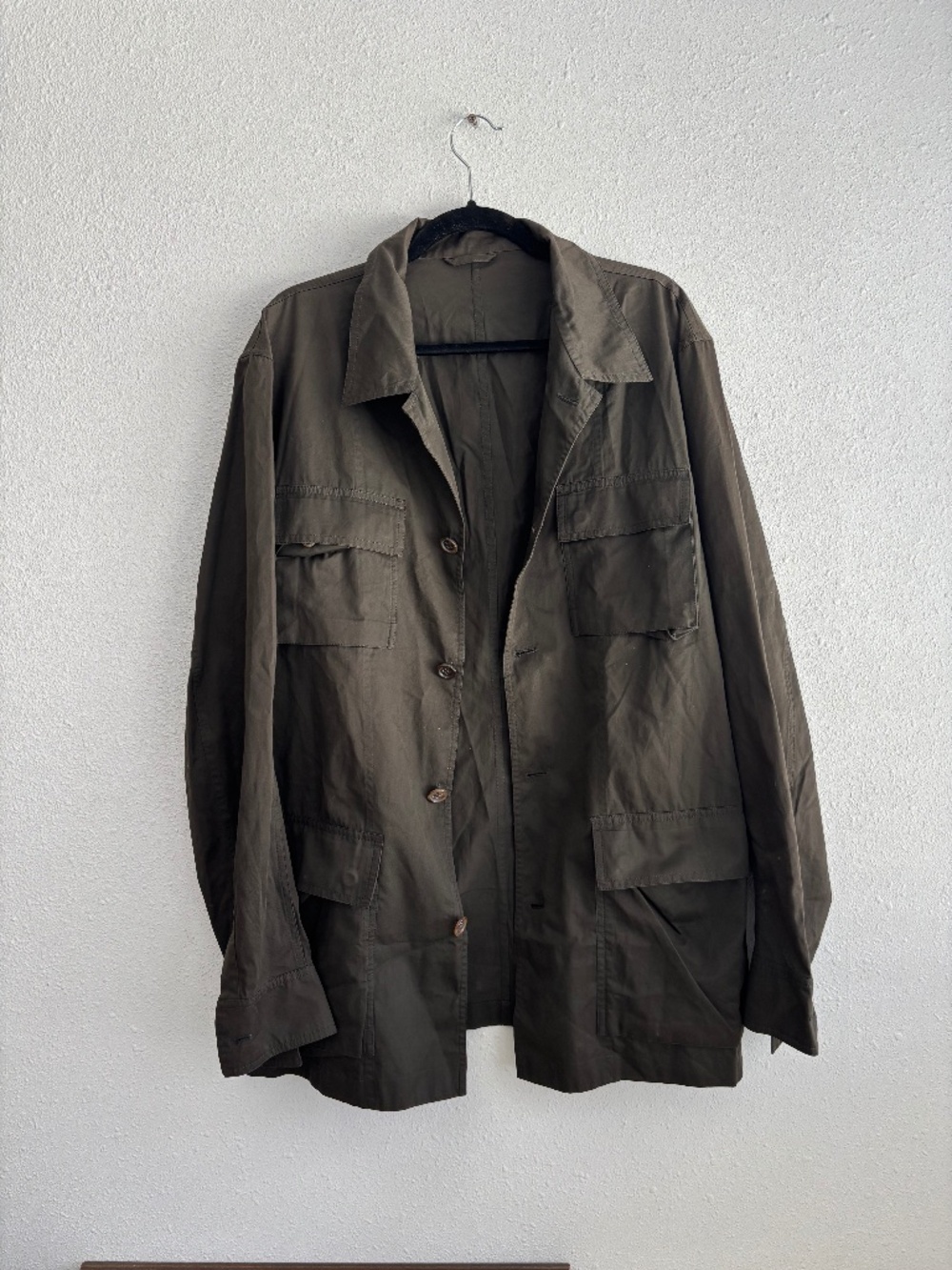 JIL SANDER Vintage 1990s Cotton Green Military Shirt Jacket